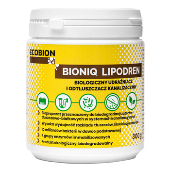 BIONIQ - LIPODREN - Biologiczny udrażniacz i odstłuszczacz kanalizacyjny 300g