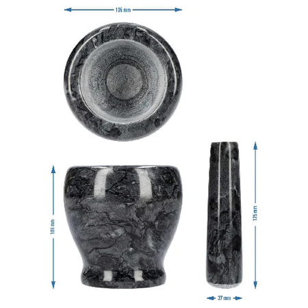 BROWIN - Marmurowy moździerz kuchenny czarny - 10 cm - 312023